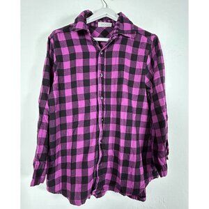 Eleven Stitch Design Women's Button Down Shirt L/S  Purple Plaid  Large USA